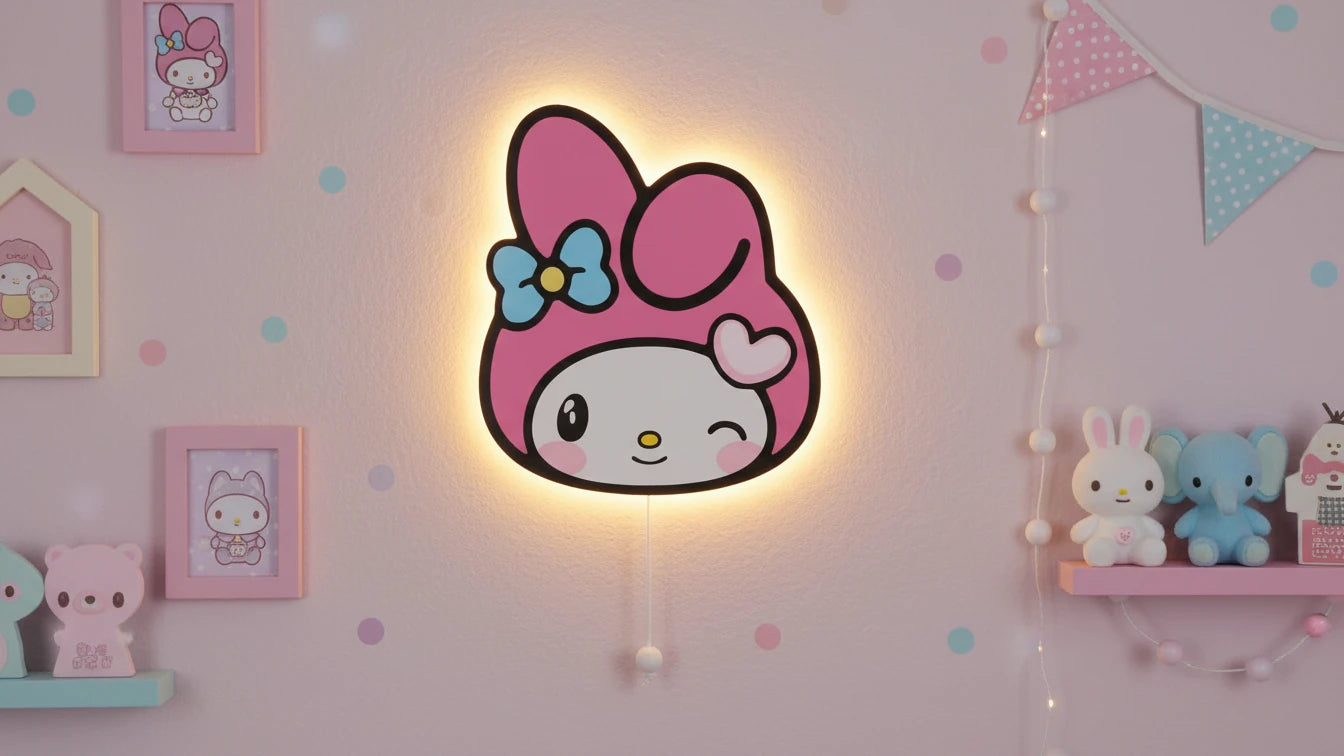 Melody Pilli Led Işıklı Bebek Odası Ahşap Duvar Dekoru - Gece Lambası