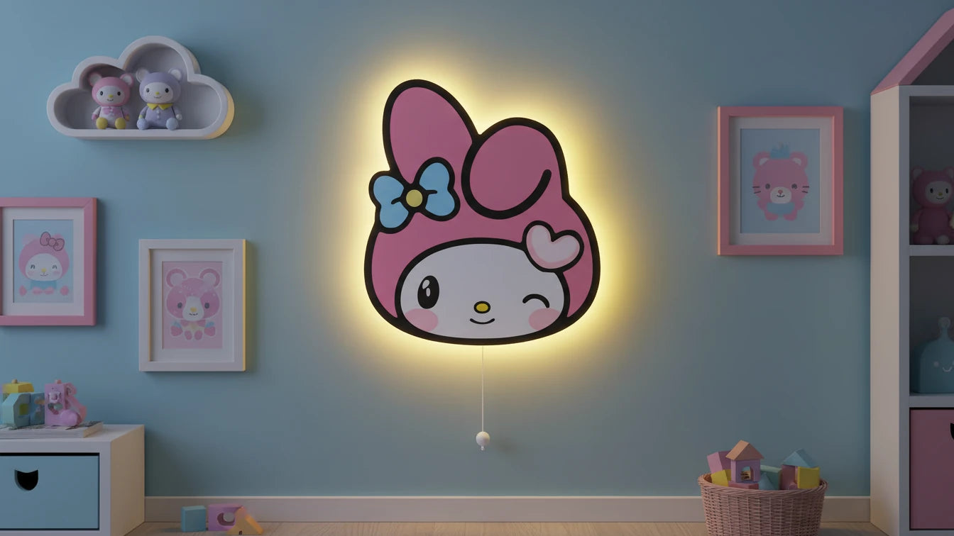 Melody Pilli Led Işıklı Bebek Odası Ahşap Duvar Dekoru - Gece Lambası