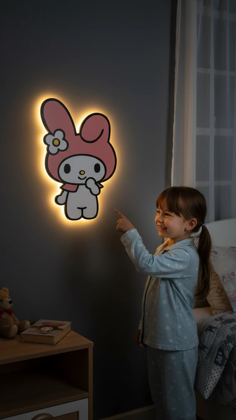 Melody Pilli Led Işıklı Bebek Odası Ahşap Duvar Dekoru - Gece Lambası