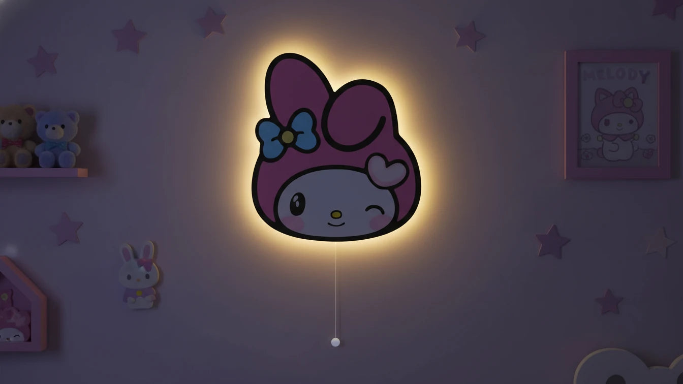 Melody Pilli Led Işıklı Bebek Odası Ahşap Duvar Dekoru - Gece Lambası