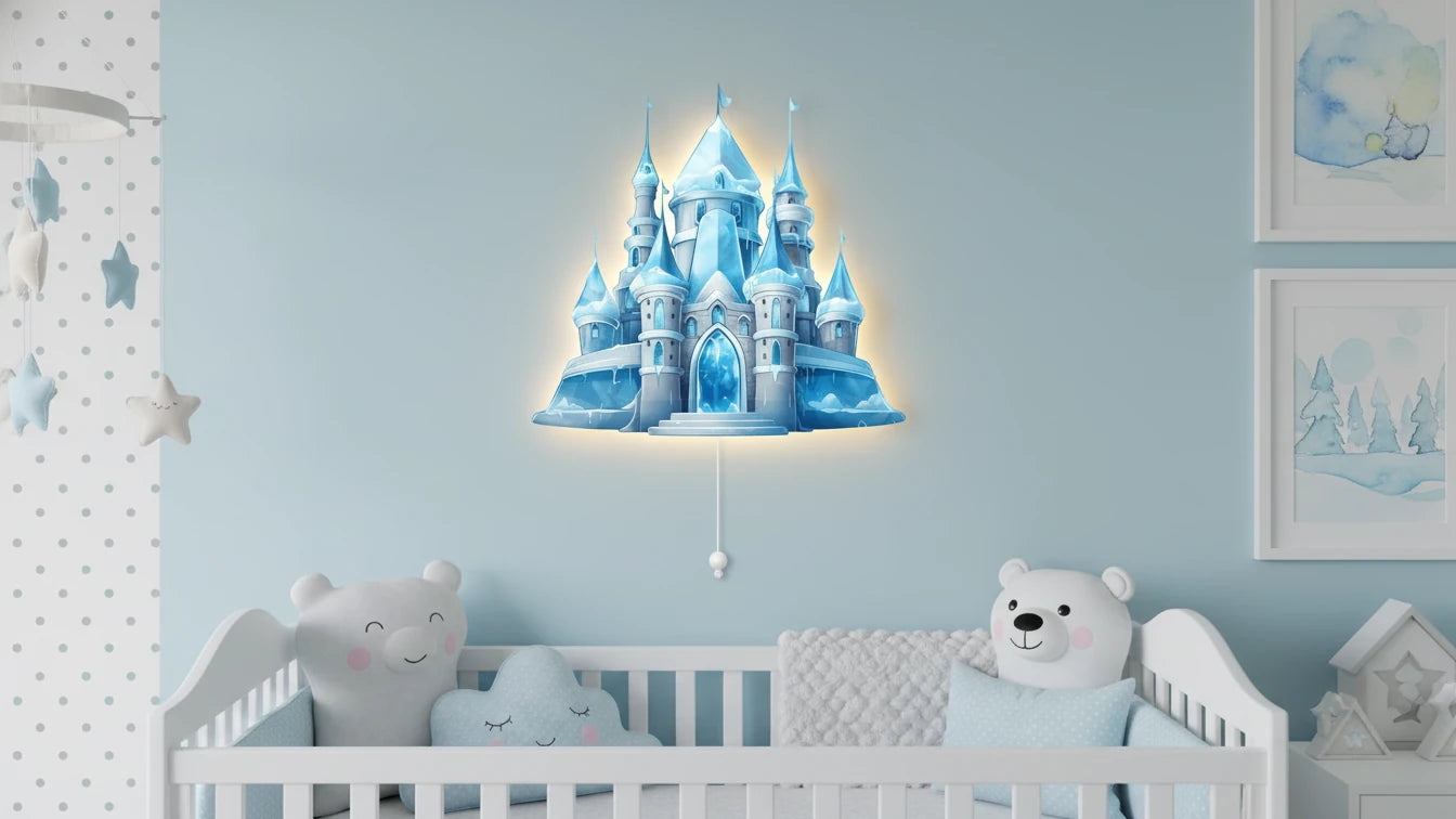 Elsa Şato Pilli Led Işıklı Bebek Odası Ahşap Duvar Dekoru - Gece Lambası