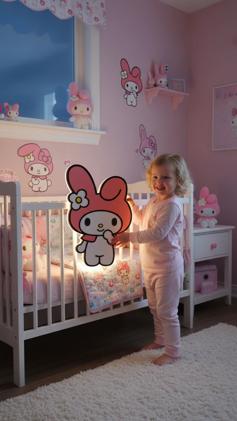 Melody Pilli Led Işıklı Bebek Odası Ahşap Duvar Dekoru - Gece Lambası