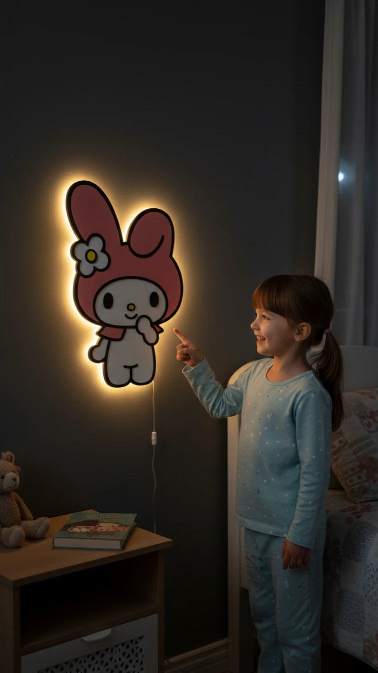 Melody Pilli Led Işıklı Bebek Odası Ahşap Duvar Dekoru - Gece Lambası
