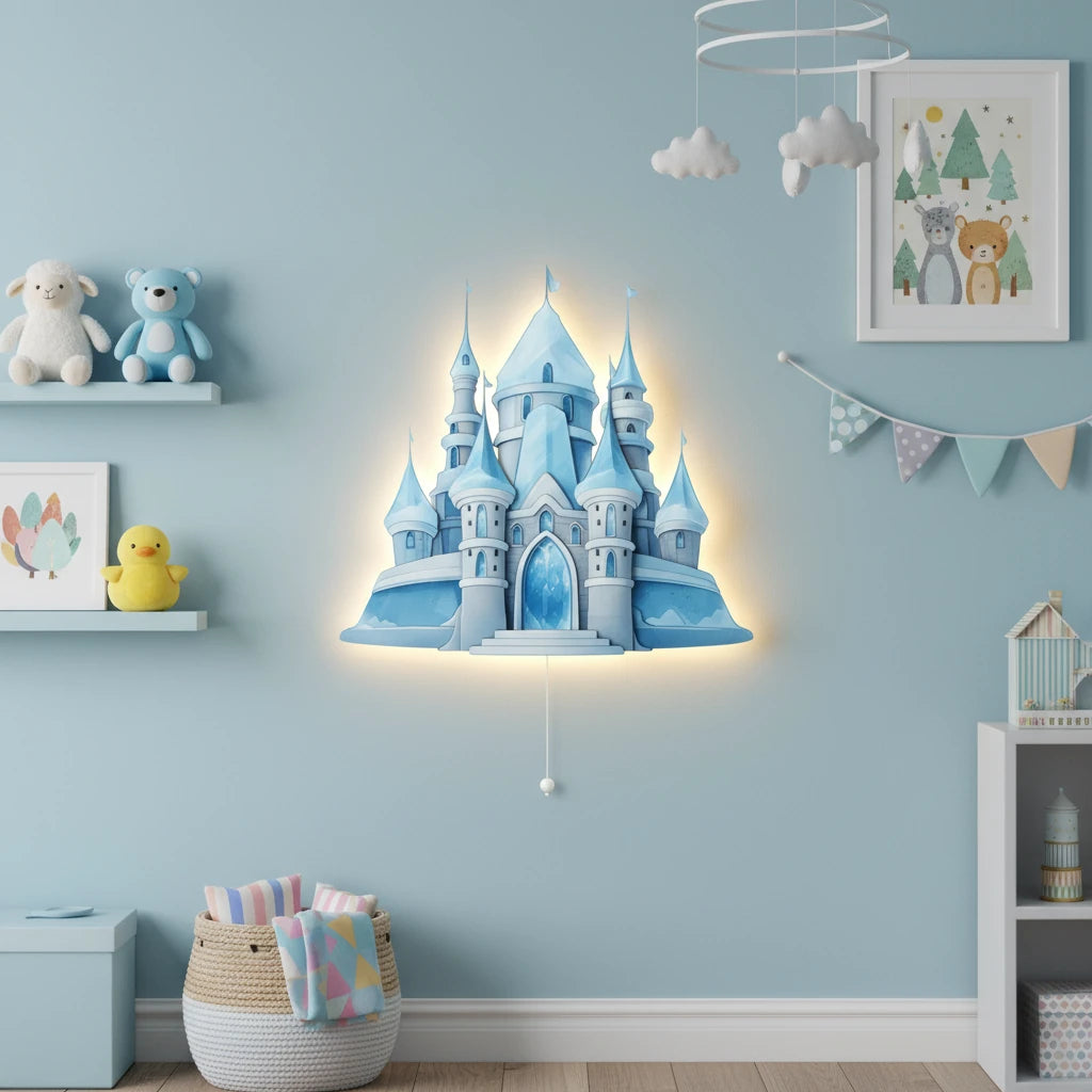 Elsa Şato Pilli Led Işıklı Bebek Odası Ahşap Duvar Dekoru - Gece Lambası