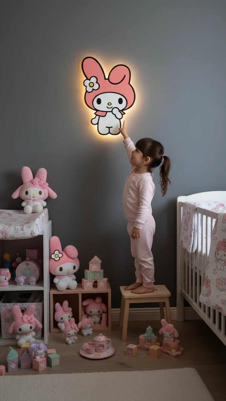 Melody Pilli Led Işıklı Bebek Odası Ahşap Duvar Dekoru - Gece Lambası